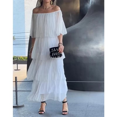 🔥50% off for a limited time👗Ladies Elegant Dress Chiffon Cake Maxi Dress