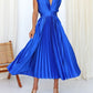 Timeless Elegance: Draped V-Neck Pleated Skirt Dress