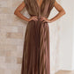 Timeless Elegance: Draped V-Neck Pleated Skirt Dress