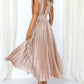 Timeless Elegance: Draped V-Neck Pleated Skirt Dress