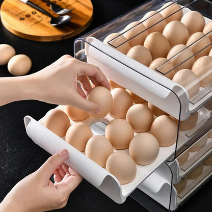 🔥Best Sales🔥  Pull-out food-grade refrigerator egg rack- stacks up to 32 eggs